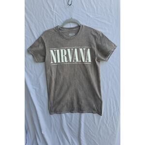 Nirvana Shirt Mens Small Brown Band Graphic Smiley Face Tee Rock Grunge